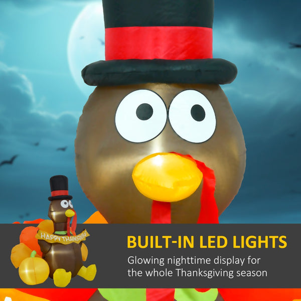 English Elm Inflatable Thanksgiving Turkey Led Yard Display Nearly Five Feet Tall for Festive Decor T3971P382534