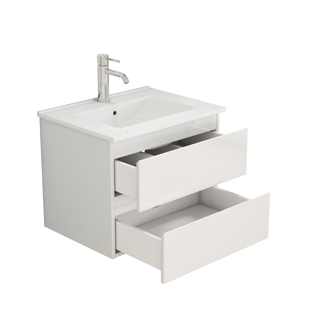 English Elm 24-Inch Bathroom Vanity With Integrated Sink, Soft-Close Drawers, Minimalist Design, Easy Assembly W3151S00063