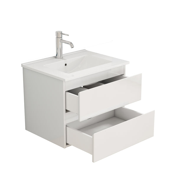 English Elm 24-Inch Bathroom Vanity With Integrated Sink, Soft-Close Drawers, Minimalist Design, Easy Assembly W3151S00063