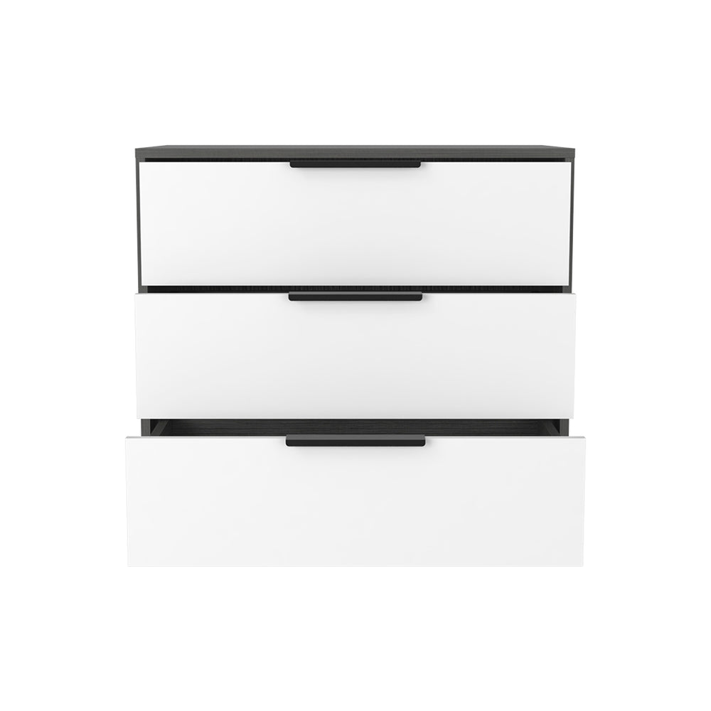 English Elm Dresser - Modern 3-Drawer Storage Solution In Smokey Oak & White For Stylish Small Spaces B097132977