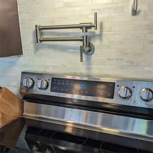English Elm Pot Filler Wall Mount Brass Faucet with Swing Arm and Matte Black Finish for Kitchen T3177P277527