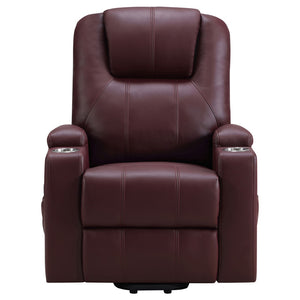 English Elm Macklin Faux Leather Power Lift Recliner with Heat Massage and Storage Pockets Wine Red B062P466805