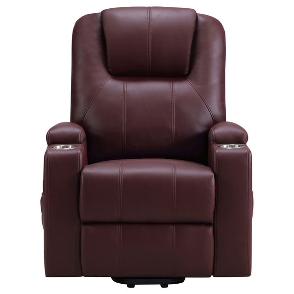 English Elm Macklin Faux Leather Power Lift Recliner with Heat Massage and Storage Pockets Wine Red B062P466805