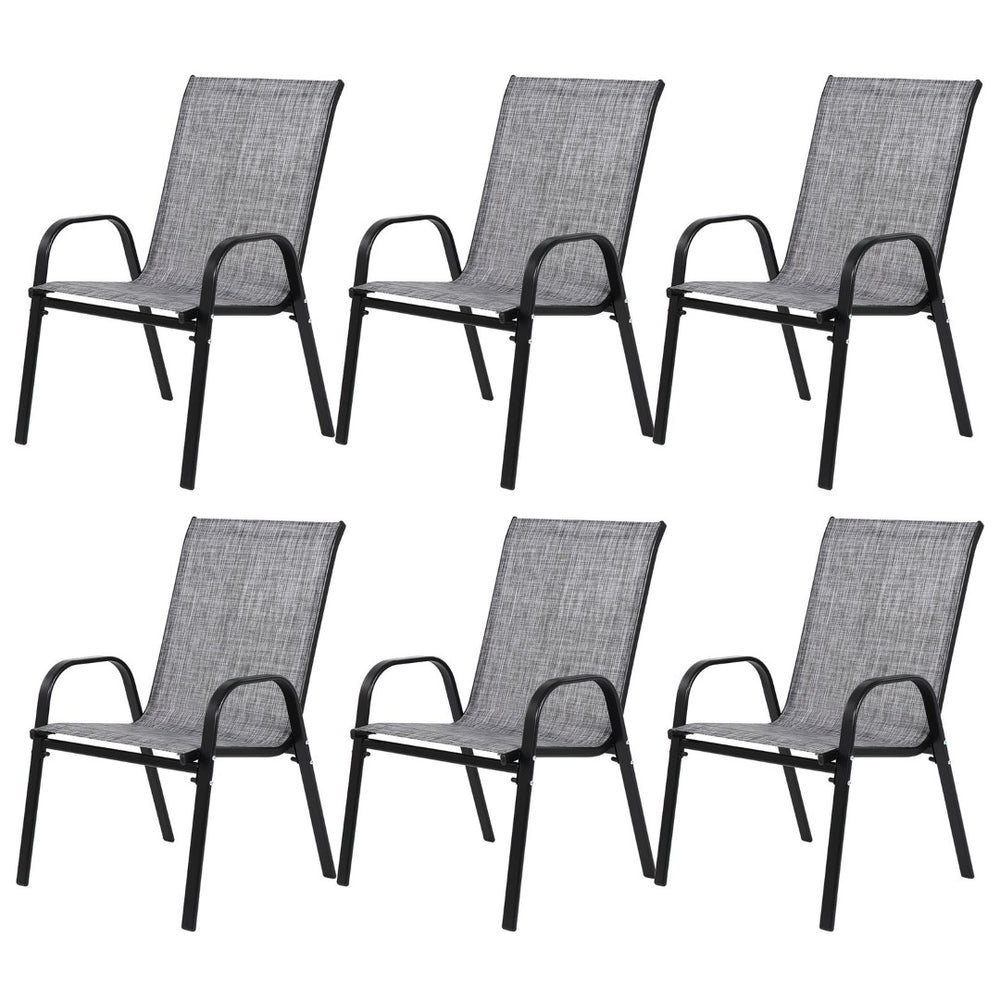 English Elm 6 Piece Stackable Outdoor Patio Chairs Breathable Textilene Steel Frame Set W640P417168