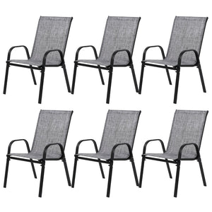 English Elm 6 Piece Stackable Outdoor Patio Chairs Breathable Textilene Steel Frame Set W640P417168
