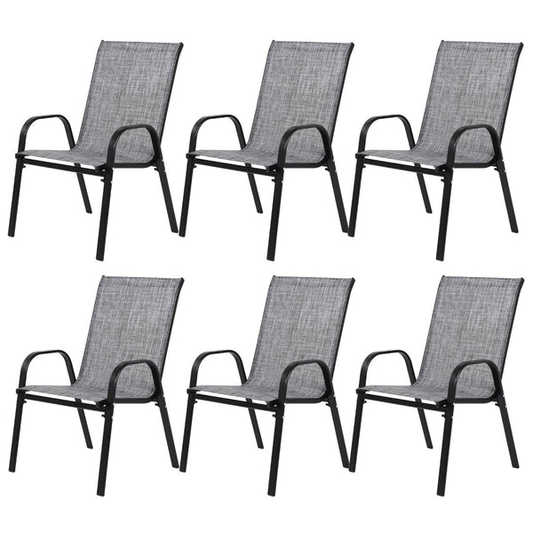 English Elm 6 Piece Stackable Outdoor Patio Chairs Breathable Textilene Steel Frame Set W640P417168