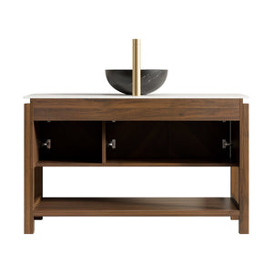 English Elm Dipa 48 Inch Floating Bathroom Vanity Walnut Cabinet Sintered Stone Top Led Sensor W2615S00727