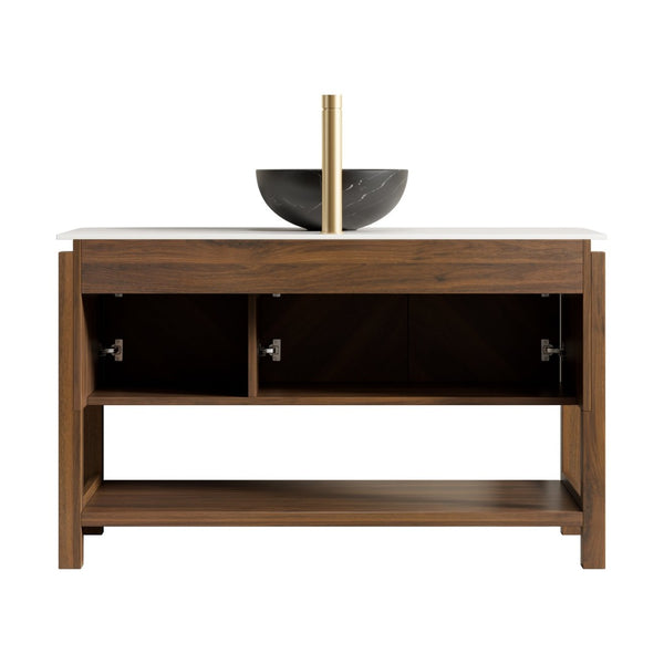 English Elm Dipa 48 Inch Floating Bathroom Vanity Walnut Cabinet Sintered Stone Top Led Sensor W2615S00727