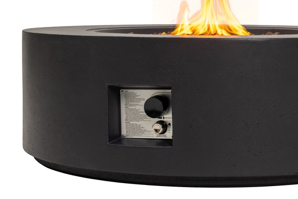 English Elm 40" Round Propane Fire Pit Table Mgo Concrete Outdoor Patio 50000 Btu Dark Gray W3016P444273