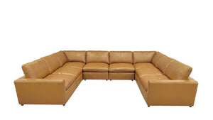 English Elm Leather Match Modular Sectional Sofa with Top Grain Upholstery for Open Living Rooms Ginger B2748S00166