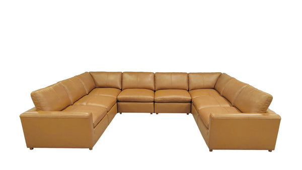 English Elm Leather Match Modular Sectional Sofa with Top Grain Upholstery for Open Living Rooms Ginger B2748S00166