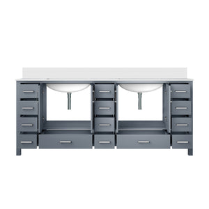 English Elm Dark Grey Double Bath Vanity 84" W With Cultured Marble Top - Elegant Storage & Soft-Close Design B2731P259154