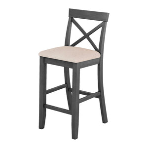 English Elm TOPMAX Farmhouse 48" Rectangular Wood Bar Height Dining Set with 2 Cushioned Chairs Space-Saving Appeal Gray N717P195018E