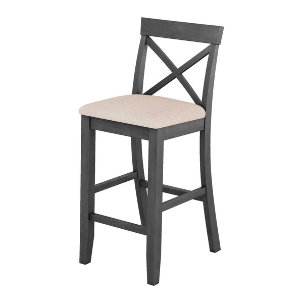 English Elm TOPMAX Farmhouse 48" Rectangular Wood Bar Height Dining Set with 2 Cushioned Chairs Space-Saving Appeal Gray N717P195018E