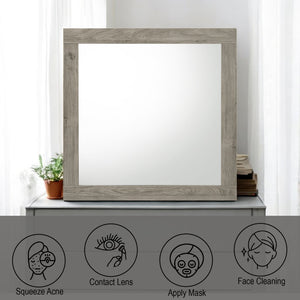 English Elm Mari Light Gray Transitional Square Mirror with 29x36" Inner Glass, Rubberwood Frame & Paper Veneer Finish B2726P292250