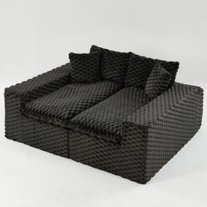 English Elm Luxury Turtle Velvet Multifunctional Sofa - Modular 4-Seat Design, Ergonomic Sponge Cushions, 400lbs Capacity, Stylish Living Room Centerpiece W3371S00035