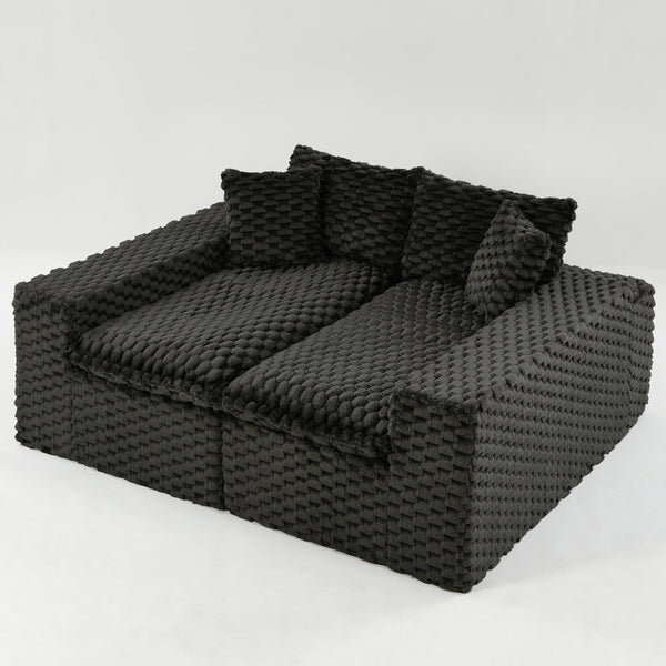 English Elm Luxury Turtle Velvet Multifunctional Sofa - Modular 4-Seat Design, Ergonomic Sponge Cushions, 400lbs Capacity, Stylish Living Room Centerpiece W3371S00035