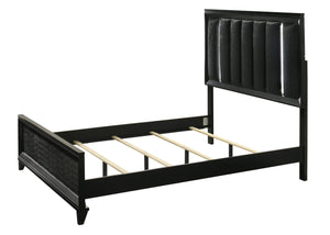English Elm Simple Full Platform Bed Tufted Headboard with Led Lighting Shelves White Wash Finish B2741S00913