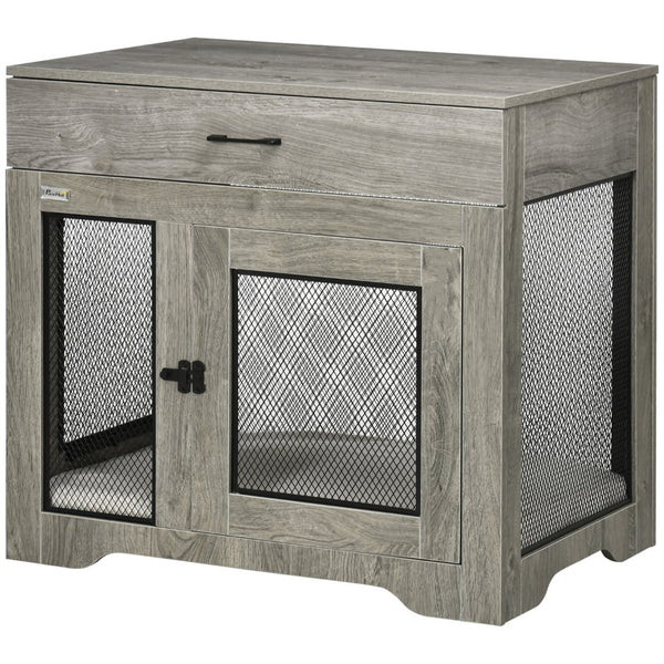 English Elm Pawhut Stylish Dog Crate End Table With Soft Cushion & Drawer, Durable Indoor Furniture For Small Dogs W2225P217153-GIGA