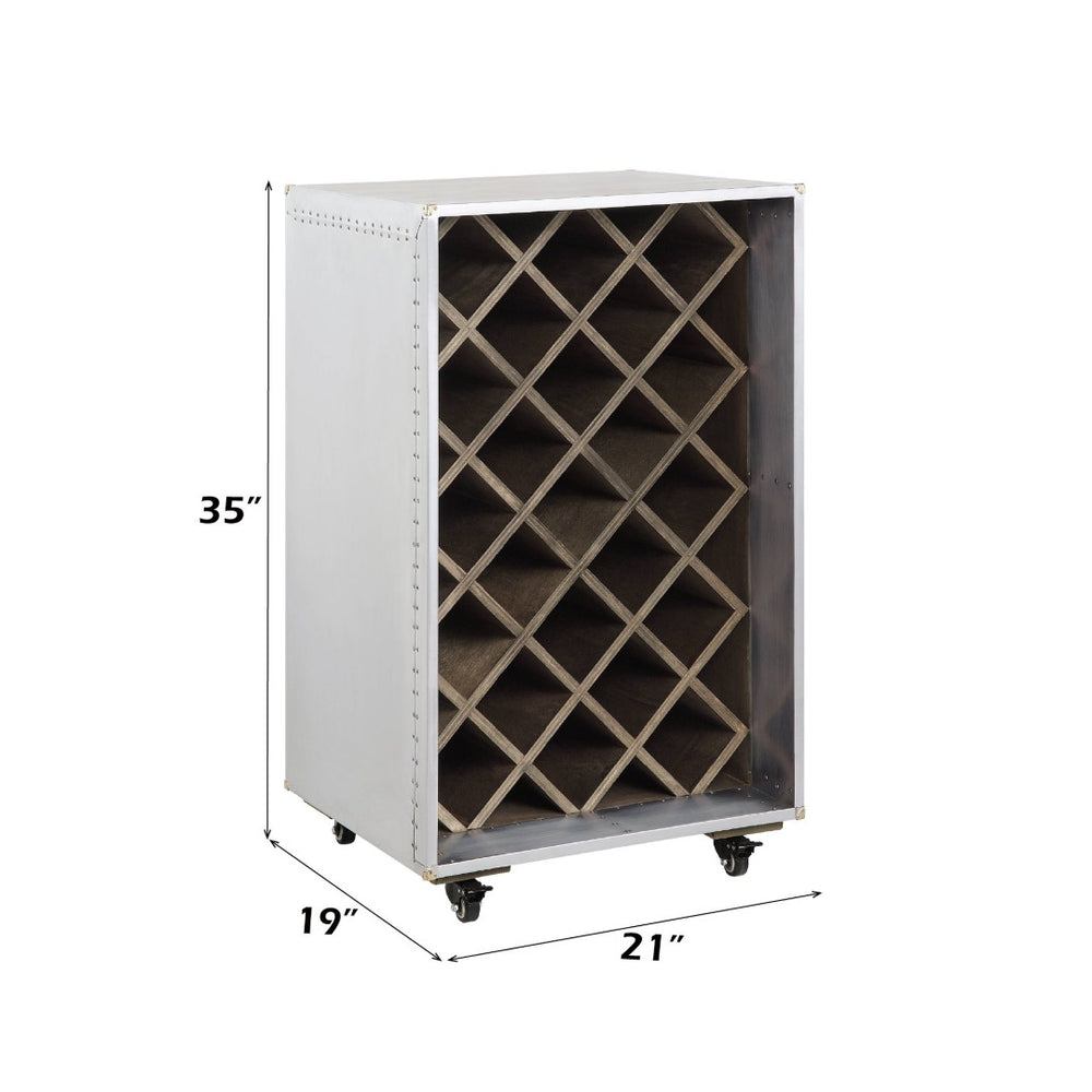 English Elm Raini Rolling Aluminum Wine Cabinet with Patchwork Panels for Modern Living Spaces B2726P457633