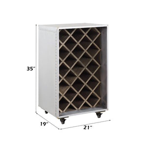 English Elm Raini Rolling Aluminum Wine Cabinet with Patchwork Panels for Modern Living Spaces B2726P457633
