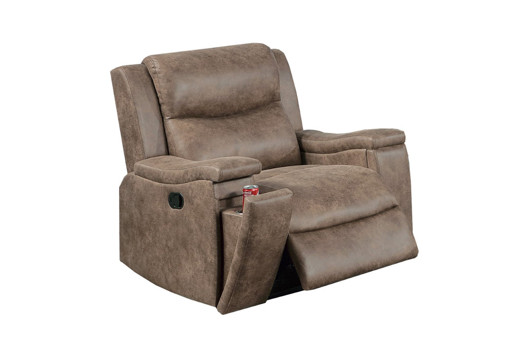 English Elm 1pc Manual Recliner Leather Upholstered Armchair with Hidden Cup Holder Auburn Living Room B011P466428