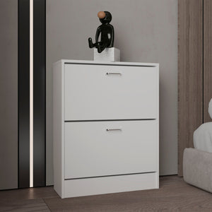 English Elm Inola Modern Two-Door Shoe Rack Cabinet in Kronos White — Adjustable Shelves, Compact Entryway Storage B070P368050