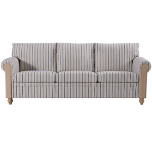 English Elm 3 Seater Pu Leather Sofa with Roll Arms Pocket Spring Support and Birch Legs W680P409288