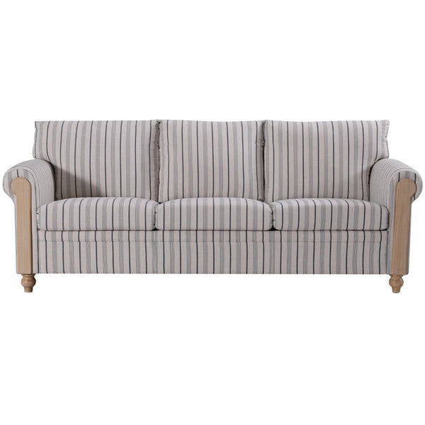English Elm 3 Seater Pu Leather Sofa with Roll Arms Pocket Spring Support and Birch Legs W680P409288