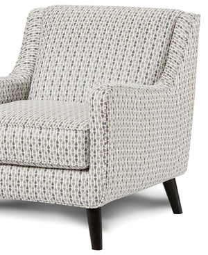 English Elm Soft Vintage Pop Art Upholstered Chair with Sloping Track Arms, Tapered Dark Wood Legs, Welt Trim B2741P376975