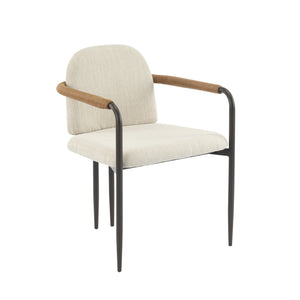 English Elm Christopher Knight Home® - Dinning modern iron-frame dining chair set of 2 with durable fabric seats, compact, stylish and sturdy Beige,Espresso N771P247180M