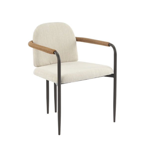 English Elm Christopher Knight Home® - Dinning modern iron-frame dining chair set of 2 with durable fabric seats, compact, stylish and sturdy Beige,Espresso N771P247180M