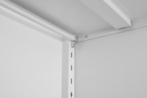 English Elm 2 Door Steel Pantry Cabinet Powder Coated Finish Gold Hardware Adjustable Shelves Tall Storage White T3625P366652