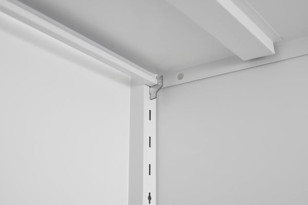 English Elm 2 Door Steel Pantry Cabinet Powder Coated Finish Gold Hardware Adjustable Shelves Tall Storage White T3625P366652
