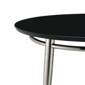 OSP Home Furnishings Brooklyn Round Coffee Table with Brushed Nickel Metal Frame for Modern Living Rooms Black MG1230R-BK