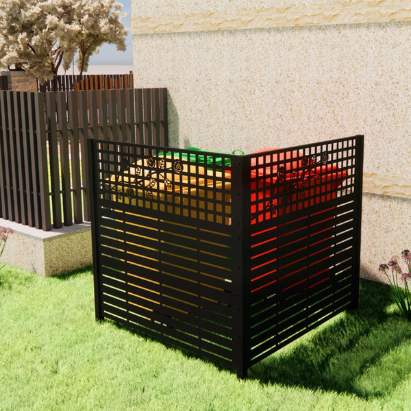 English Elm W48'' Galvanized Steel Outdoor Privacy Panels Powder Coated Slat Fence for Yard Enclosures W1586P455947