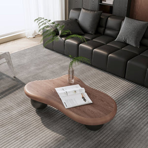 English Elm 40 Inch Organic Cloud Silhouette Coffee Table Walnut Mdf Top with Ball Legs W1435S00035