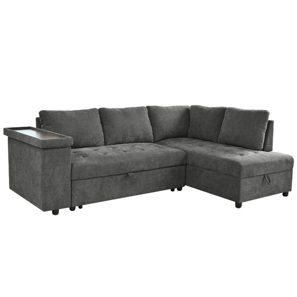 English Elm Mirod L Shaped Sleeper Sectional with Hidden Storage and Fold Out Bed for Apartments N760S0000030G