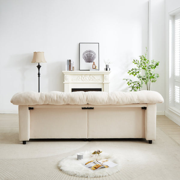 English Elm 94.8" Chenille Modern Deep Seat Sofa Plush Cloud-Like Upholstery, Solid Wood Frame, Luxurious Comfort Beige W1193S00175