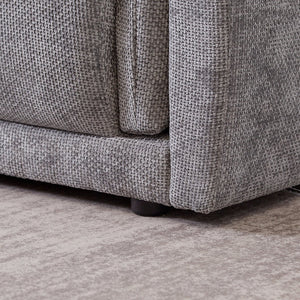 English Elm 98.5" 3-seater sofa with upholstered armrests and plush cushions, modern linen sofa with high weight capacity Grey W1193S00143