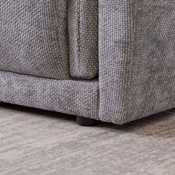 English Elm 98.5" 3-seater sofa with upholstered armrests and plush cushions, modern linen sofa with high weight capacity Grey W1193S00143