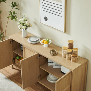 English Elm 67'' Scandinavian Oak Sideboard with Touch Latch Doors Soft Close Hinges Living Room Storage Oak W1820P420817