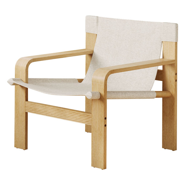 English Elm Detachable Oak Accent Chair with Solid Wood Frame, Wide Armrest, Removable Washable Linen Cover White W2336P251803