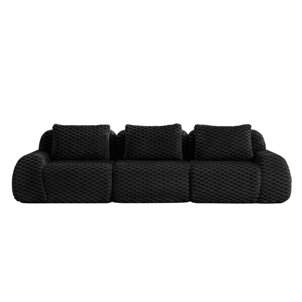 English Elm 114" Modular Cloud Sectional Flannelette Sofa Deep Seat Boneless Foam Living Room Couch W714S01532