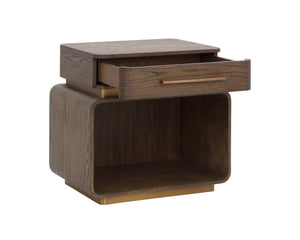 Sunpan TARO Nightstand – Elegant Solid Oak Bedside Table with Soft-Close Drawer & Open Shelf for Storage 112150