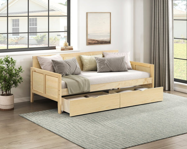 English Elm Daybed Solid Pine Wood Frame Transitional Sofa Sleeper for Studios and Guest Rooms B011S02450