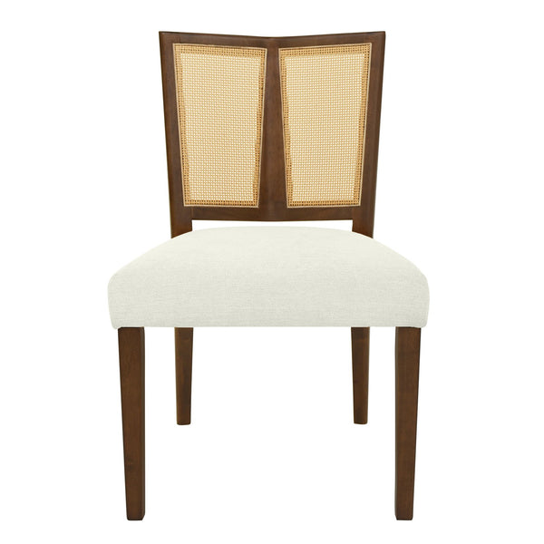English Elm Christopher Knight Home® - Rattan Mid-Century Dining Chair Set of 2 with Woven Cane Back, Upholstered High-Density Seat Cushion Beige,Walnut N771P254006T