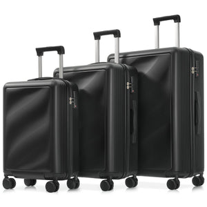 English Elm Luggage 3 Piece Hard Shell Abs Suitcase Set with Spinner Wheels and Tsa Lock Black N730P304620B