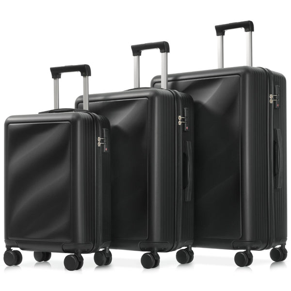 English Elm Luggage 3 Piece Hard Shell Abs Suitcase Set with Spinner Wheels and Tsa Lock Black N730P304620B