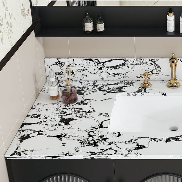 English Elm 43"X22" Bathroom Vanity Top With Undermount Sink & Backsplash - Panda White Artificial Marble Elegance W509P362108